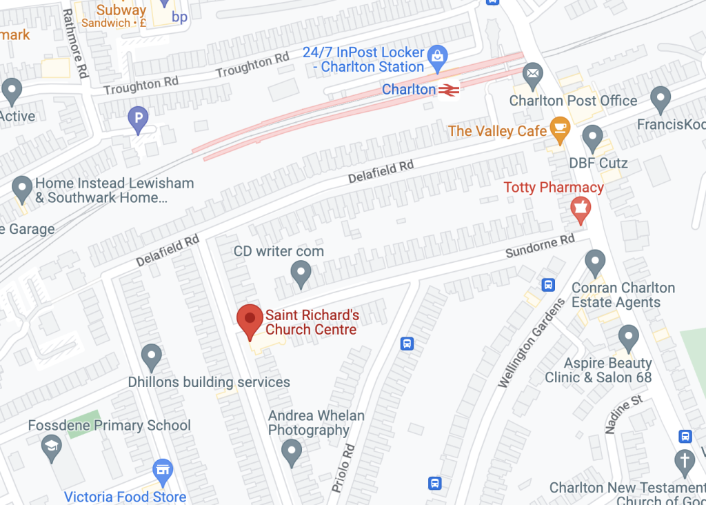 Map showing St Richards Church Centre in Charlton